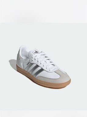 adidas Samba Leather Sneakers White Silver Gum